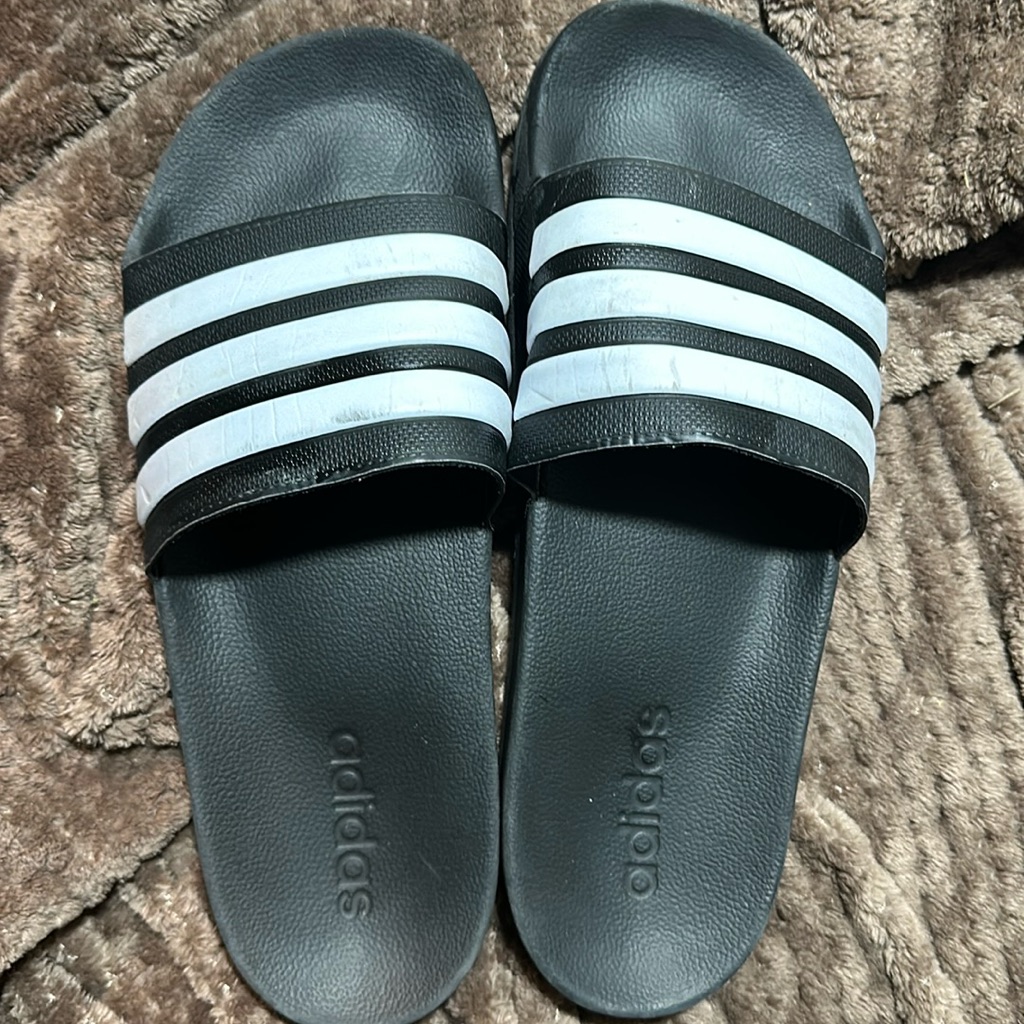 Adidas Black And White Slides Preowned